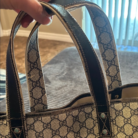 Gucci Blue Monogram Canvas Tote With Red/Blue Web Accent - Picture 13 of 16